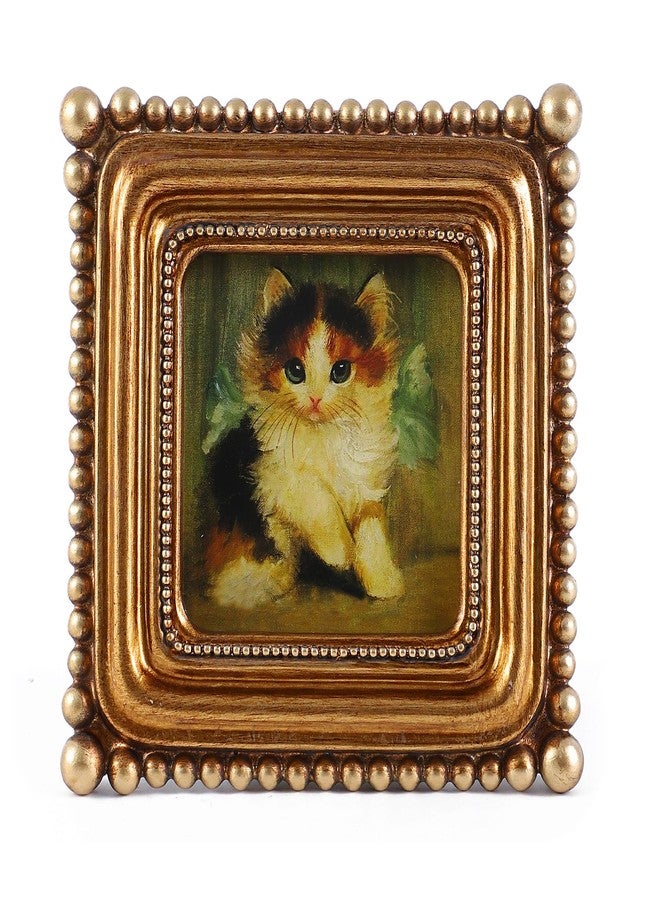 SIKOO Small Vintage Picture Frame 3x3 Bronze Gold Antique Ornate Photo Frame Square with Bead for Tabletop and Wall Mount Display Vintage Wall Decor Art Gallery - Image 1